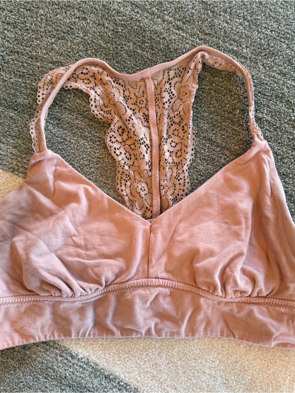 aerie Lace Racerback Bralette in Dusty Pink